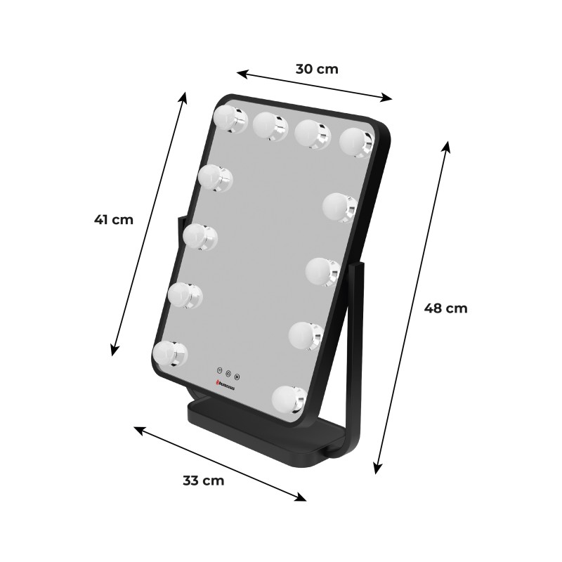 Lustro do makijażu Humanas HS-HM01 z oświetleniem LED – czarne