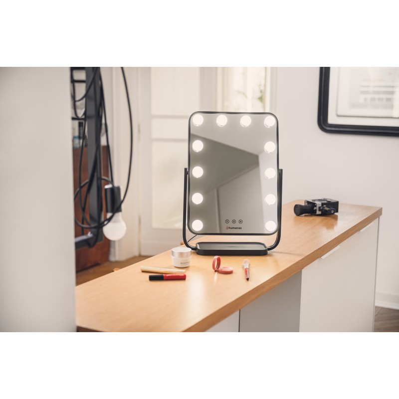 Lustro do makijażu Humanas HS-HM01 z oświetleniem LED – czarne